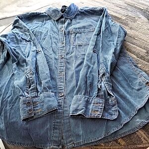 Seven7 Blue Striped Button-Up Shirt